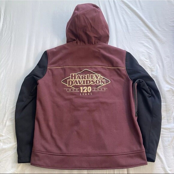 Harley Davidson Men's 120th Anniversary Riding Fleece - Rum Raisin & Black 2XL - Picture 2 of 16
